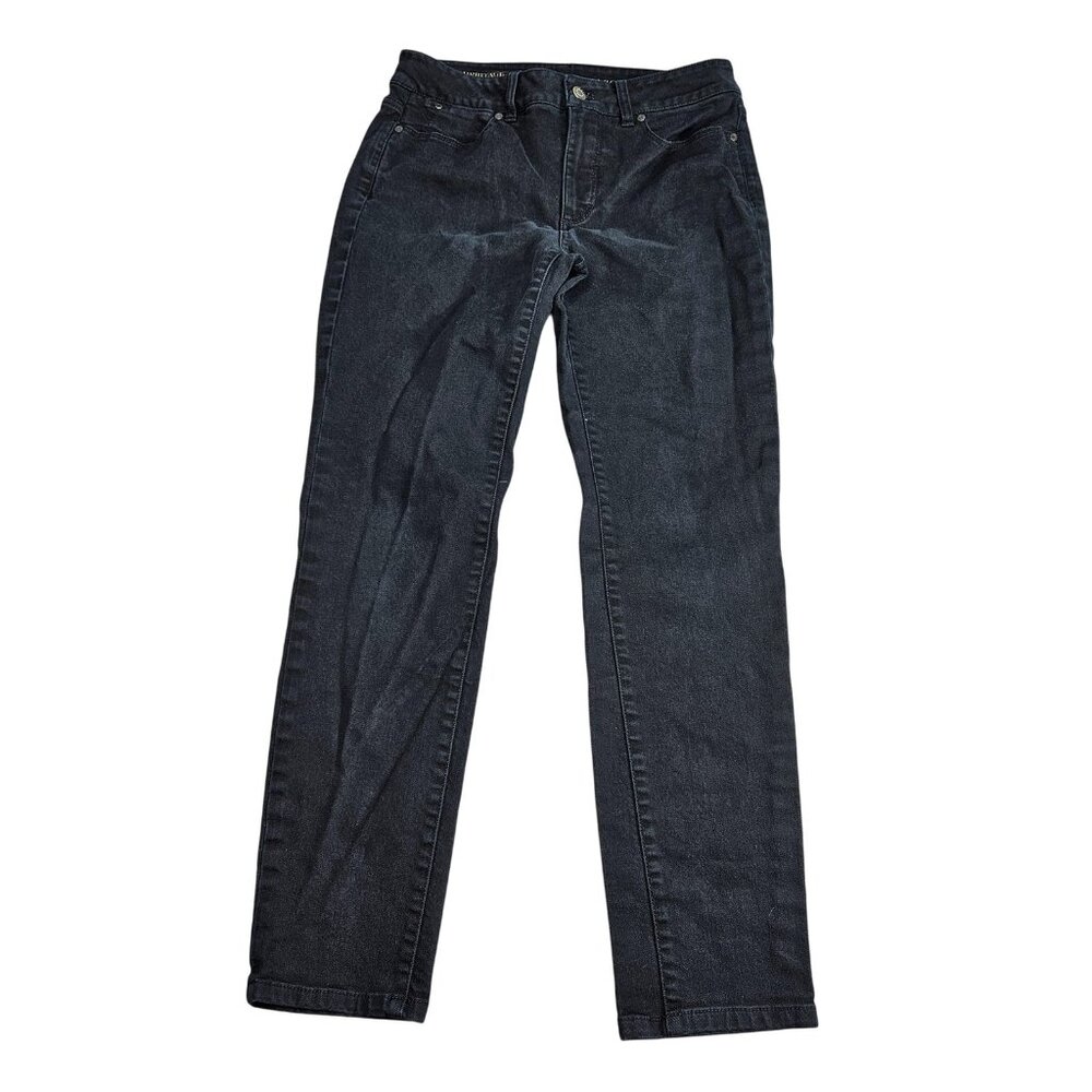 Talbots Heritage Ankle Jeans Womens 6 Black Charcoal Wash Mid Rise Stretch Denim